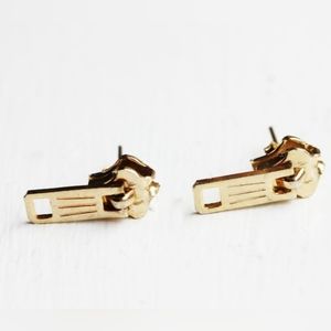 Vintage Gold Tone Zipper Earrings19